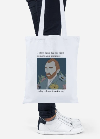 Эко сумка шопер Винсент Ван Гог (Vincent van Gogh) (92102-2962) белая MobiPrint Lite (256924443)