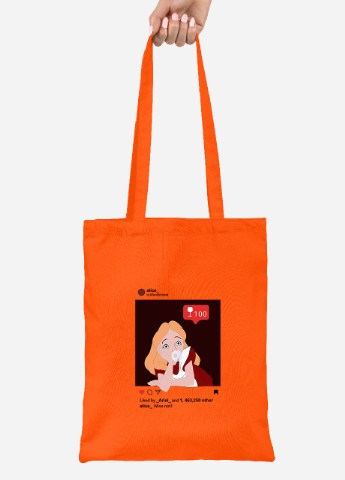 Еко-сумка шоппер Аліса з жуйкою (92102-1433-OG) помаранчева MobiPrint lite (256920156)