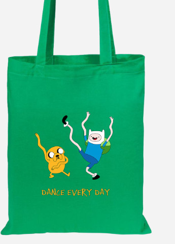 Еко-сумка шоппер Фін і Джейк пес (Finn & Jake the dog) (92102-1580-KG) зелена MobiPrint Lite (256923985)