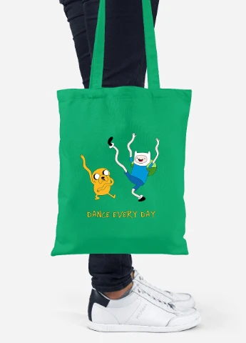 Еко-сумка шоппер Фін і Джейк пес (Finn & Jake the dog) (92102-1580-KG) зелена MobiPrint Lite (256923985)