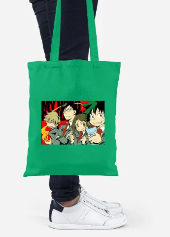 Еко-сумка шоппер Моя геройська академія (My Hero Academia) (92102-3067-KG) зелена MobiPrint Lite (256920569)