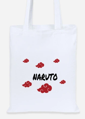 Еко-сумка шоппер Хмара Акацукі Наруто (Akatsuki Naruto) (92102-3053) біла MobiPrint Lite (256920442)