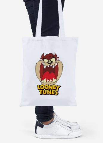 Эко сумка шопер Таз Луни Тюнз ( Taz Looney Tunes) (92102-2874) белая MobiPrint Lite (256923430)