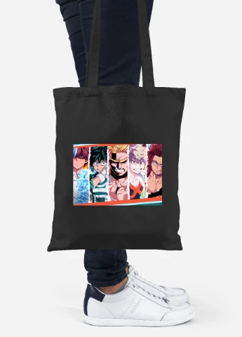 Еко-сумка шоппер Моя геройська академія (My Hero Academia) (92102-3064-BK) чорна MobiPrint Lite (256920467)