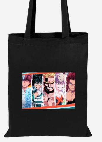 Еко-сумка шоппер Моя геройська академія (My Hero Academia) (92102-3064-BK) чорна MobiPrint Lite (256920467)