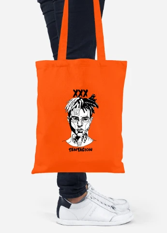 Эко сумка шопер Экс-экс-экс Тентасьон (XXXTentacion) (92102-2637-OG) оранжевая MobiPrint Lite (256924756)