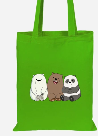Эко сумка шопер Три медведя (We Bare bears) (92102-1774-LM) салатовая MobiPrint Lite (256923730)