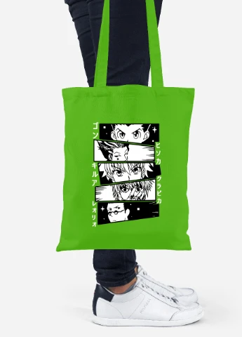 Эко сумка шопер Охотник на Охотник (Hunter X Hunter) (92102-3340-LM) салатовая MobiPrint Lite (256923929)