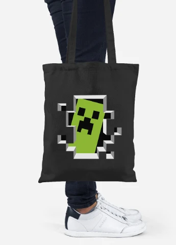Еко-сумка шоппер Minecraft (92102-1709-BK) чорна MobiPrint Lite (256920216)
