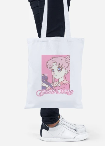 Еко-сумка шоппер Сейлор Мун (Sailor Moon) (92102-2914) біла MobiPrint Lite (256921986)