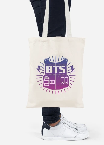 Еко-сумка шоппер БТС (BTS) (92102-3278-BG) бежева MobiPrint Lite (256921510)