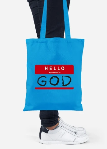 Эко сумка шопер Hello, my name is (92102-2004-BL) синяя MobiPrint Lite (256924113)