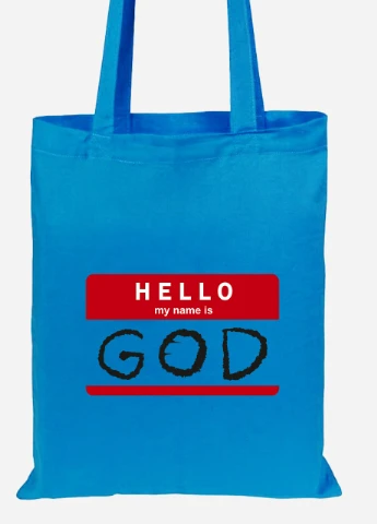 Эко сумка шопер Hello, my name is (92102-2004-BL) синяя MobiPrint Lite (256924113)
