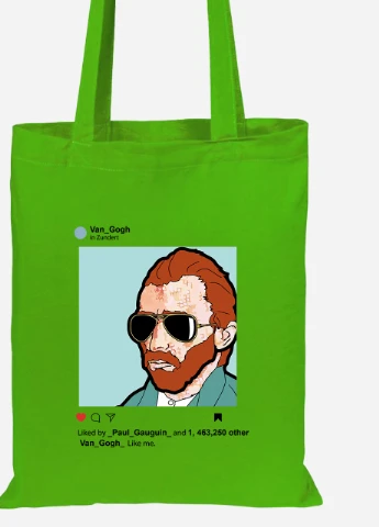 Еко-сумка шоппер Інстаграм Вінсент Ван Гог (Instagram Vincent van Gogh) (92102-2953-LM) салатова MobiPrint Lite (256923262)