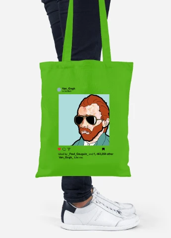 Еко-сумка шоппер Інстаграм Вінсент Ван Гог (Instagram Vincent van Gogh) (92102-2953-LM) салатова MobiPrint Lite (256923262)