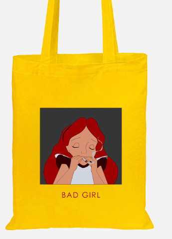 Эко сумка шопер Алиса плохая девочка (92102-1441-SY) желтая MobiPrint Lite (256922267)