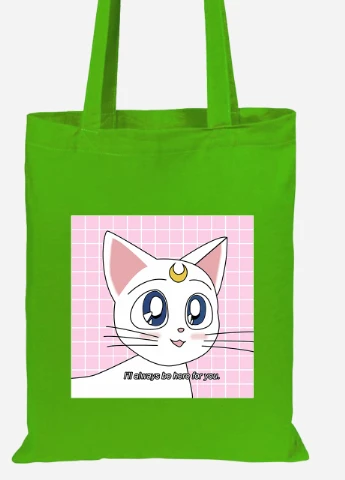 Эко сумка шопер Луна Кошки Сейлор Мун (anime Sailor Moon Cats) (92102-2919-LM) салатовая MobiPrint Lite (256923357)