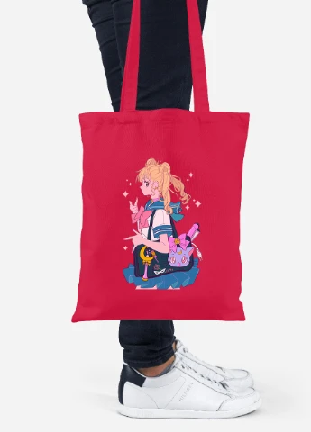 Эко сумка шопер Сейлор Мун (Sailor Moon) (92102-2910-RD) красная MobiPrint Lite (256922471)