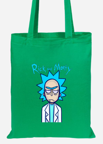 Еко-сумка шоппер Рік Санчез та Морті Сміт Рік та Морті (Rick and Morty) (92102-2938-KG) зелена MobiPrint Lite (256922397)