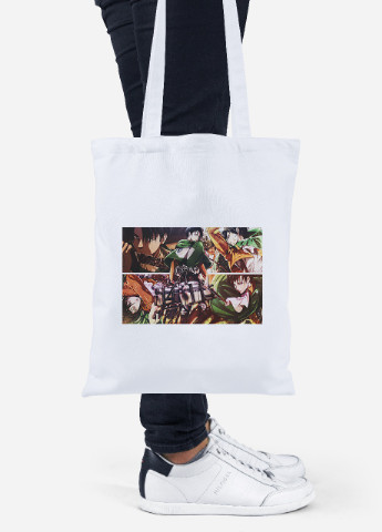 Еко-сумка шоппер Атака на титанів (Attack on Titan) (92102-3058) біла MobiPrint Lite (256921980)