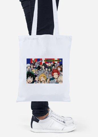 Еко-сумка шоппер Моя геройська академія (My Hero Academia) (92102-3068) біла MobiPrint Lite (256922427)
