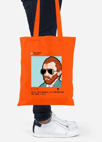 Эко сумка шопер Инстаграм Винсент Ван Гог (Instagram Vincent van Gogh) (92102-2953-OG) оранжевая MobiPrint Lite (256920372)