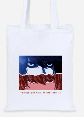Еко-сумка шоппер Ел Лоулайт та Кіра Зошит смерті (Death Note) (92102-2825) біла MobiPrint Lite (256923626)