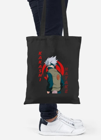 Еко-сумка шоппер Хатаке Какаші (Hatake Kakashi) (92102-2820-BK) чорна MobiPrint Lite (256922822)