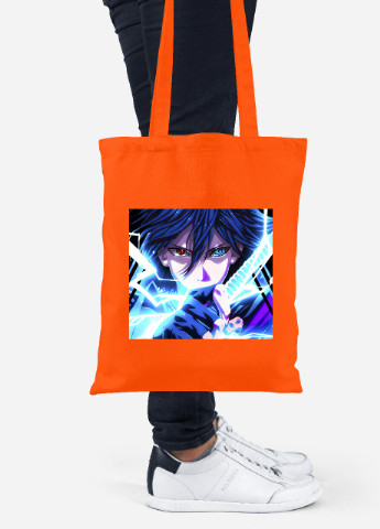 Еко-сумка шоппер Саске Наруто (Uchiha Sasuke, Naruto) (92102-3084-OG) помаранчева MobiPrint Lite (256920267)