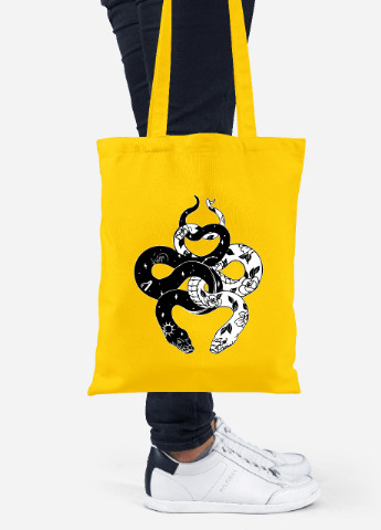 Еко-сумка шоппер Інь Янь Змії (Yin Yang Snake) (92102-2850-SY) жовта MobiPrint Lite (256924826)