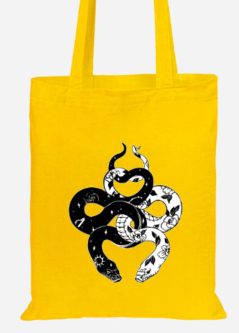 Еко-сумка шоппер Інь Янь Змії (Yin Yang Snake) (92102-2850-SY) жовта MobiPrint Lite (256924826)