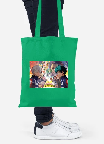 Эко сумка шопер Моя геройская академия (My Hero Academia) (92102-3070-KG) зеленая MobiPrint Lite (256920517)