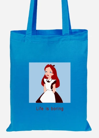 Эко сумка шопер Алиса скукота (92102-1435-BL) синяя MobiPrint Lite (256923246)
