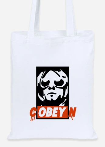 Еко-сумка шоппер cOBEYn (Кобейн) (92102-1990) біла MobiPrint Lite (256920234)