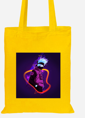 Эко сумка шопер Какаши Хатаке Наруто (Hatake Kakashi Naruto) (92102-3081-SY) желтая MobiPrint Lite (256920907)