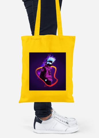 Эко сумка шопер Какаши Хатаке Наруто (Hatake Kakashi Naruto) (92102-3081-SY) желтая MobiPrint Lite (256920907)