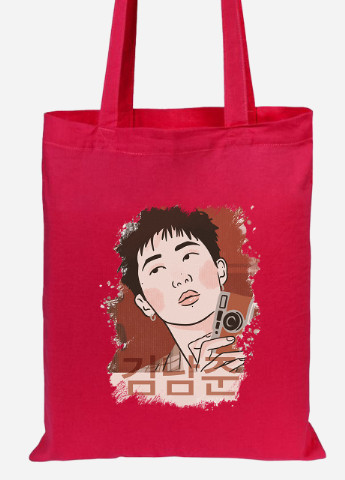 Еко-сумка шоппер Кім Намджун БТС (Kim Nam Joon BTS) (92102-3261-RD) червона MobiPrint Lite (256920915)