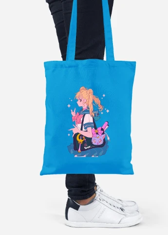 Еко-сумка шоппер Сейлор Мун (Sailor Moon) (92102-2910-BL) синя MobiPrint Lite (256922860)