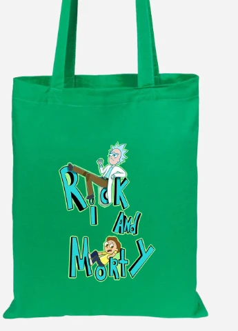 Еко-сумка шоппер Рік Санчез та Морті Сміт Рік та Морті (Rick and Morty) (92102-2939-KG) зелена MobiPrint Lite (256924194)