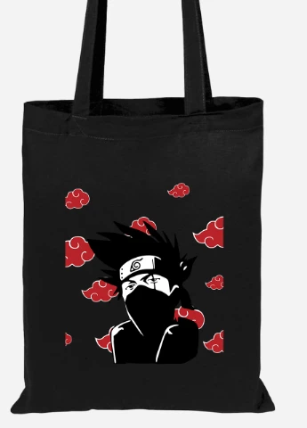 Эко сумка шопер Какаши Хатаке Наруто (Hatake Kakashi Naruto) (92102-3054-BK) черная MobiPrint Lite (256924553)