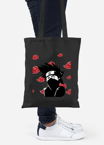 Эко сумка шопер Какаши Хатаке Наруто (Hatake Kakashi Naruto) (92102-3054-BK) черная MobiPrint Lite (256924553)