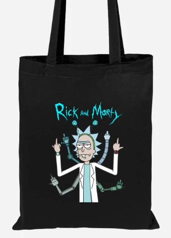 Эко сумка шопер Рик Санчез Рик и Морти (Rick Sanchez Rick and Morty) (92102-2948-BK) черная MobiPrint Lite (256922333)