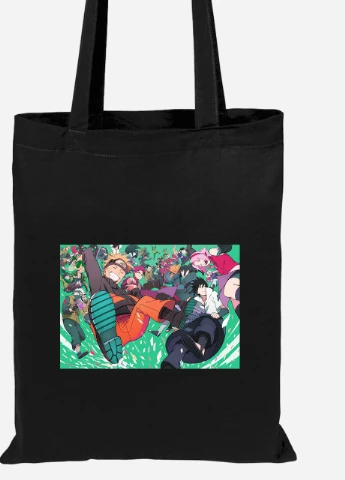 Еко-сумка шоппер Наруто (Naruto) (92102-3091-BK) чорна MobiPrint Lite (256920726)
