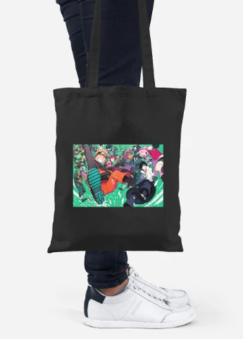 Еко-сумка шоппер Наруто (Naruto) (92102-3091-BK) чорна MobiPrint Lite (256920726)