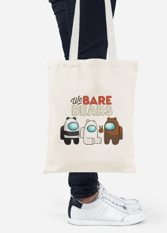 Эко сумка шопер Вся правда о медведях (We Bare Bears) (92102-2668-BG) бежевая MobiPrint Lite (256922799)