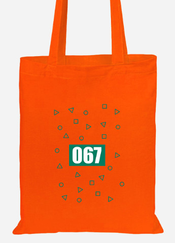 Эко сумка шопер Номер 067 Чонхойон Игра в кальмара (Squid Game) (92102-3361-OG) оранжевая MobiPrint Lite (256924800)
