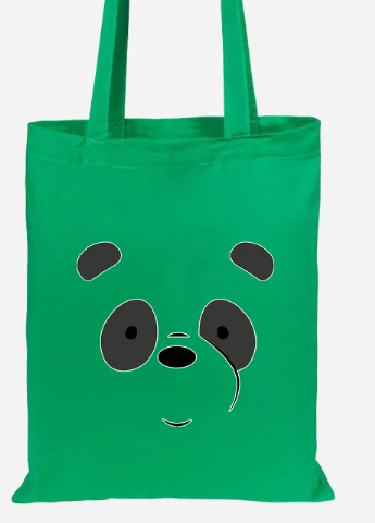 Эко сумка шопер Панда Вся правда о медведях (We Bare Bears) (92102-2661-KG) зеленая MobiPrint Lite (256920598)