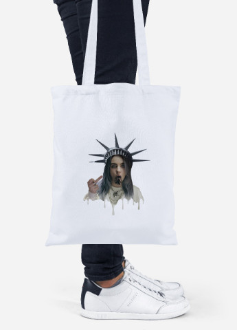 Еко-сумка шоппер Біллі Айліш (Billie Eilish) (92102-1583) біла MobiPrint Lite (256922776)