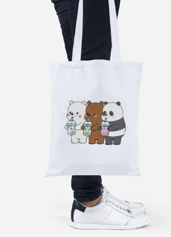 Эко сумка шопер Вся правда о медведях (We Bare Bears) (92102-2896) белая MobiPrint Lite (256922664)
