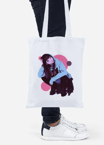 Эко сумка шопер Девушка (Girl) (92102-2836) белая MobiPrint Lite (256923084)